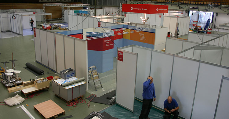 Messebau und Messeservice bietet die Eberthalle in Ludwigshafen.